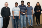 Oliver Kennedy, Database Bake-Off host and CSE 562 instructor; Database Bake-Off 2019 second-place winners "Lannisters", Srinivas Rishindra Pothireddi, Lakshmi Narasimhavihari Vemuri, Sri Harsha; and "Lone Wolf", Varsha Ganesh